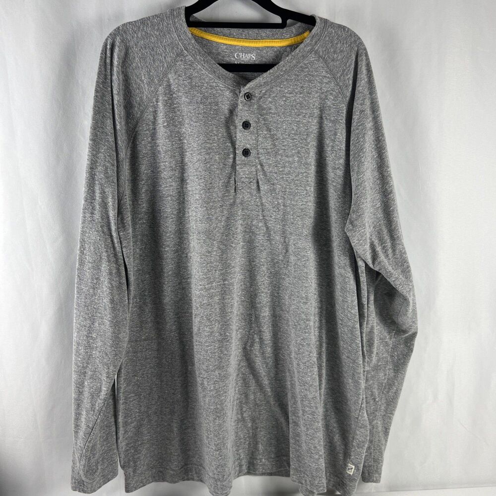 Chaps Ralph Lauren Henley Long Sleeve Grey Size XL